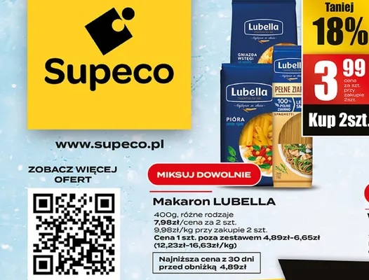 Makaron różne rodzaje promocja w Supeco
