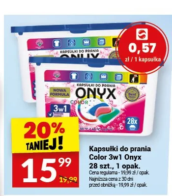 Kapsułki do prania Color 3w1 Onyx promocja w Twój Market