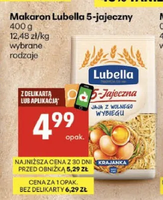 Makaron Lubella 5-jajeczny Krajanka promocja w Delikatesy Centrum