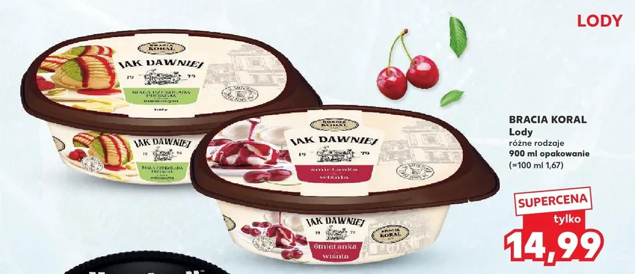 Lody Jak Dawniej biała czekolada z malinami Bracia Koral promocja w Kaufland