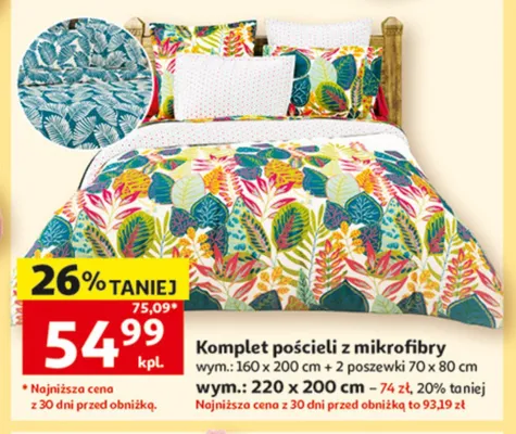 Komplet pościeli z mikrofibry 220x200cm promocja w Auchan