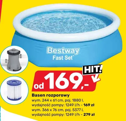 Basen rozporowy Bestway Fast Set 366x76cm poj. 5377l promocja w Bricomarche