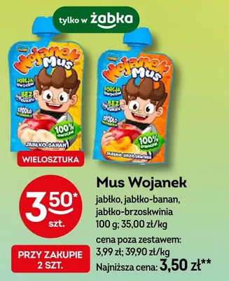 Mus Wojanek jabłko-brzoskwinia promocja w Żabka