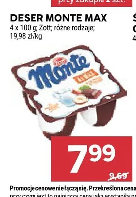 Deser Monte Max 4-pak 100g promocja w Stokrotka
