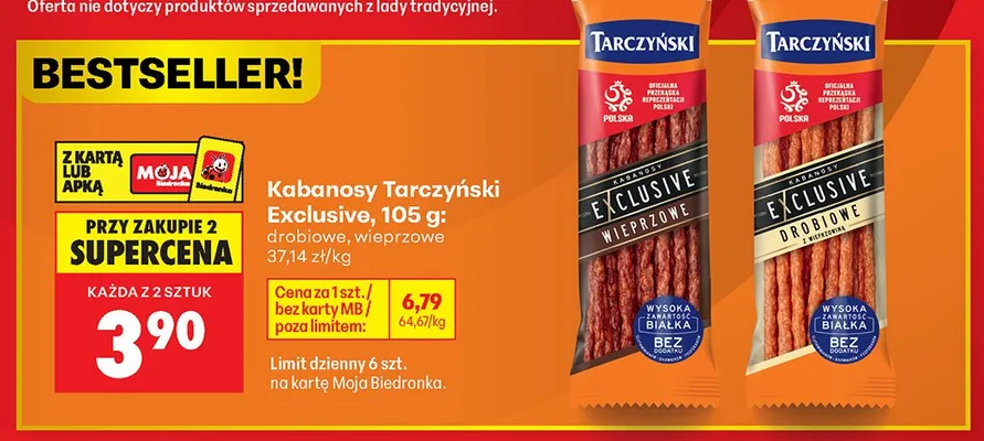 Kabanosy drobiowe Tarczyński Exclusive promocja w Biedronka