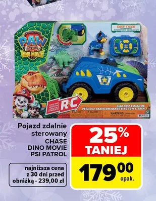 Pojazd zdalnie sterowany Chase Dino Movie Psi Patrol promocja w Carrefour