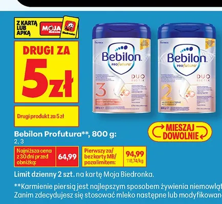 Mleko następne Bebilon Profutura 2 promocja w Biedronka