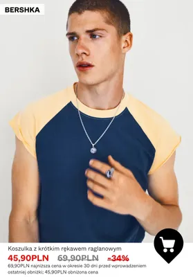 Koszulka z krótkim rękawem raglanowym Bershka promocja w Bershka