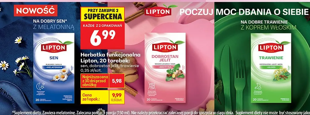 Herbatka funkcjonalna dobrostan jelit promocja w Biedronka