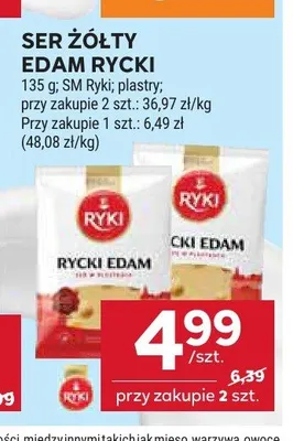 Ser żółty Edam Rycki plastry promocja w Stokrotka