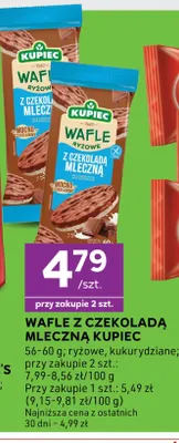 Wafle z czekoladą mleczną ryżowe Kupiec promocja w Stokrotka