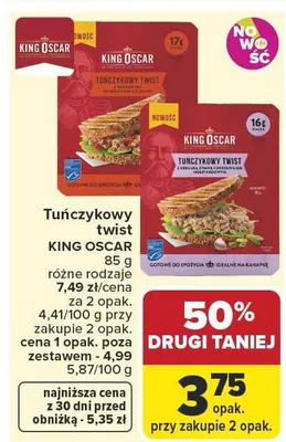 Tuńczykowy twist King Oscar z suszonymi pomidorami i ziołami promocja w Carrefour Market