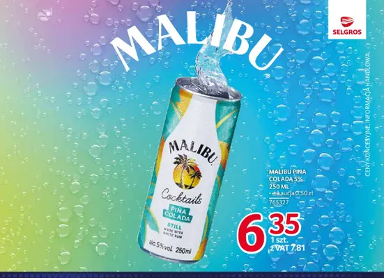 Drink Malibu Pina Colada 5% promocja w Selgros
