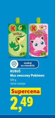 Mus owocowy Pokémon Kubuś promocja w Lidl