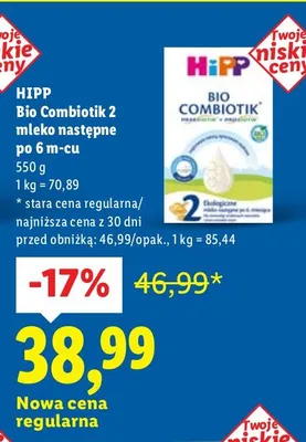 Mleko następne Bio Combiotik 2 po 6 m-cu promocja w Lidl