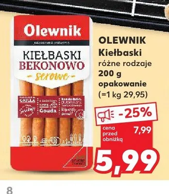 Kiełbaski bekonowo-serowe Olewnik promocja w Kaufland