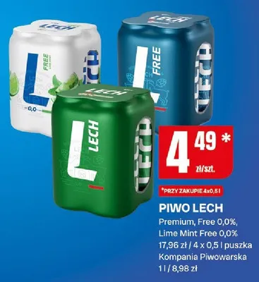 Piwo lech premium, lime mint free puszka promocja w Chorten