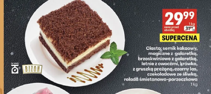 Ciasto czekoladowe ze śliwką Bizon promocja w Delikatesy Centrum