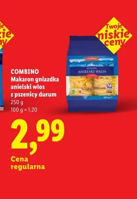 Makaron gniazdka anielski włos z pszenicy durum Combino promocja w Lidl