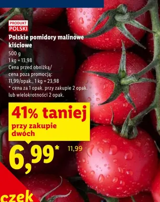 Pomidory malinowe kiściowe polskie promocja w Lidl