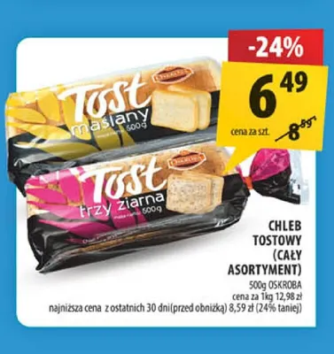 Chleb tostowy Oskroba promocja w Arhelan