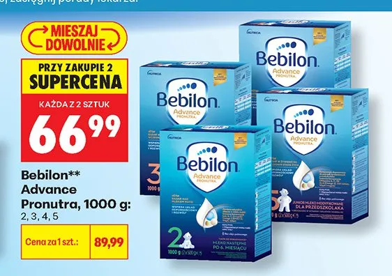 Mleko dla małych dzieci Bebilon Advance Pronutra 3 promocja w Biedronka