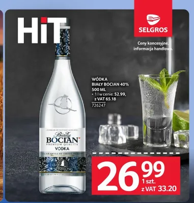Wódka Biały Bocian 40% promocja w Selgros
