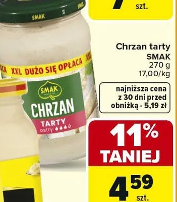 Chrzan tarty promocja w Carrefour Market