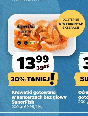 Krewetki gotowane w pancerzach bez głowy SuperFish promocja w Netto