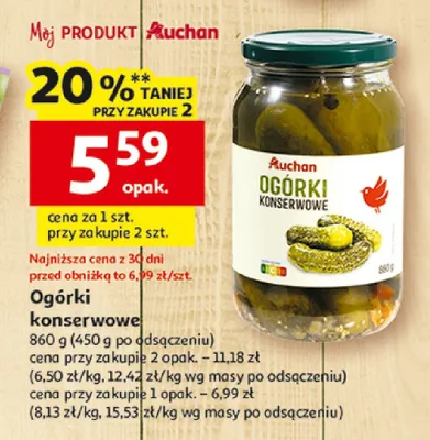 Ogórki konserwowe Auchan promocja w Auchan