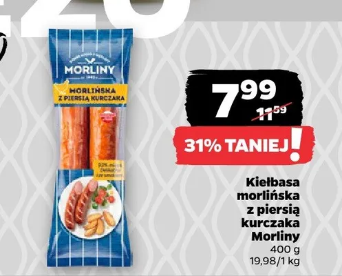 Kiełbasa morlińska z piersią kurczaka Morliny promocja w Netto