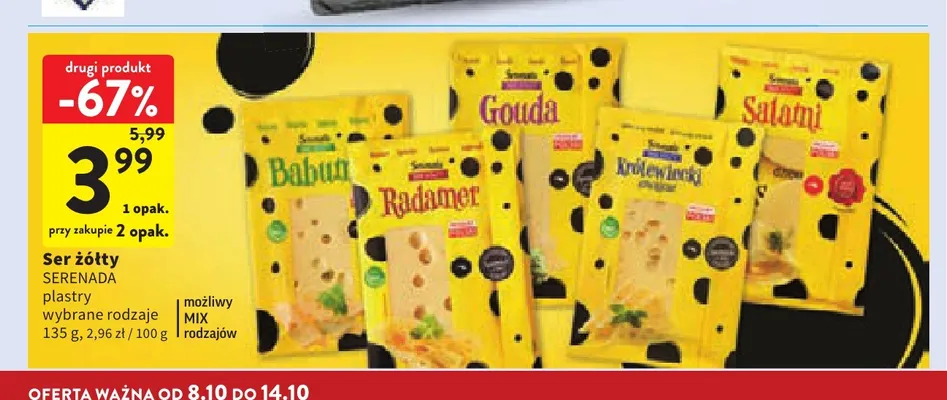 Ser żółty w plastrach Babuni Serenada promocja w Intermarche