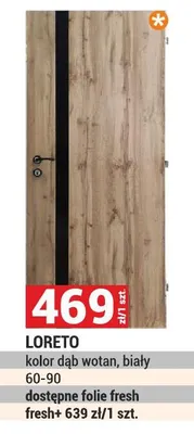 Drzwi LORETO kolor dąb woftan, biały 60-90 dostępne folia fresh fresh+ promocja w Merkury Market