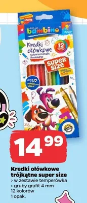 Kredki ołówkowe trójkątne Bambino Super Size 12 kolorów promocja w Netto