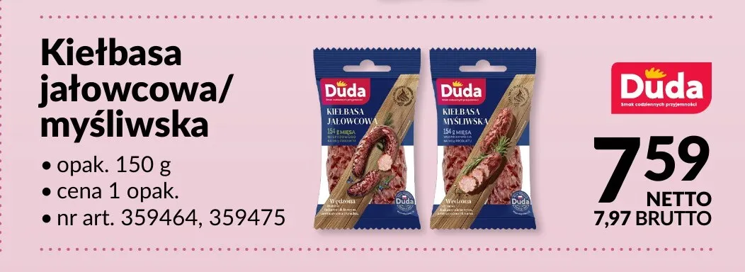 Kiełbasa myśliwska Duda promocja w Makro