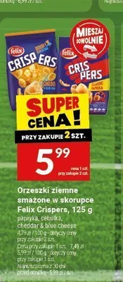 Orzeszki ziemne w skorupce o smaku cheddar Felix Crispers promocja w Twój Market