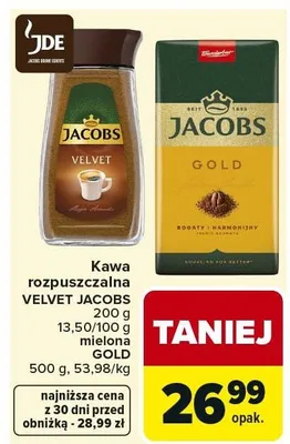 Kawa rozpuszczalna Velvet promocja w Carrefour Market