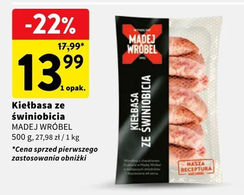 Kiełbasa ze świniobicia Madej Wróbel promocja w Intermarche