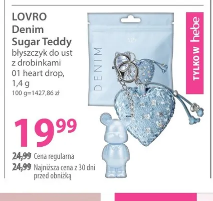 Błyszczyk do ust z drobinkami Lovro Denim Sugar Teddy 01 heart drop promocja w Hebe