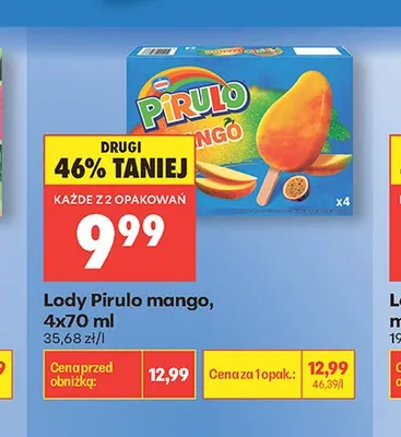 Lody Pirulo mango 4-pak 70ml promocja w Biedronka