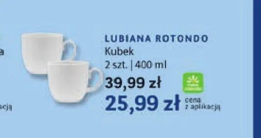 Kubek 2-pak 400 ml Lubiana Rotondo promocja w Stokrotka