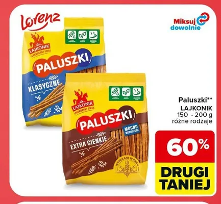 Paluszki extra cienkie Lajkonik promocja w Carrefour
