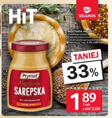 Musztarda Prymat promocja w Selgros
