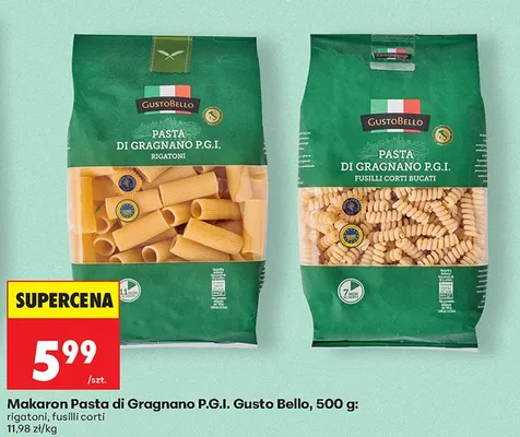 Makaron pasta di gragnano P.G.I. rigatoni promocja w Biedronka