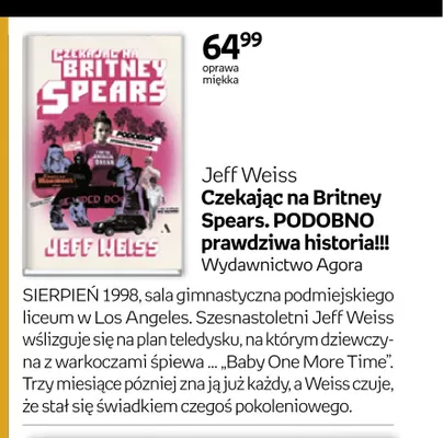 Książka Czekając na Britney Spears. PODOBNO prawdziwa historia!!! Jeff Weiss promocja w Empik