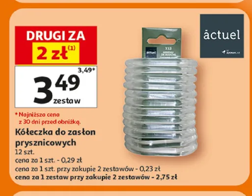 Kółeczka do zasłon prysznicowych Actuel promocja w Auchan