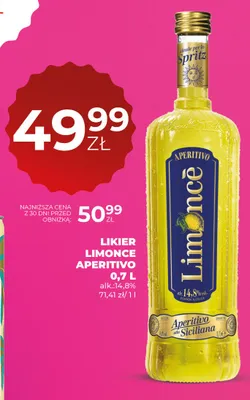 Likier Limoncè Aperitivo promocja w Duży Ben