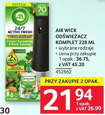 Odświeżacz powietrza Air Wick Active Fresh komplet 228ml promocja w Selgros