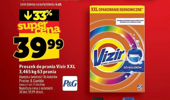 Proszek do prania Vizir XXL Do Kolorów promocja w TOPAZ