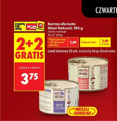 Karma dla kota Maxi Natural Łosoś z wątróbką z kurczaka promocja w Biedronka